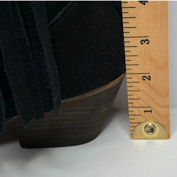 VERY VOLATILE Size 8 Fringe Cowboy Boots Black Suede Western Boho Country Chic - Picture 8 of 11